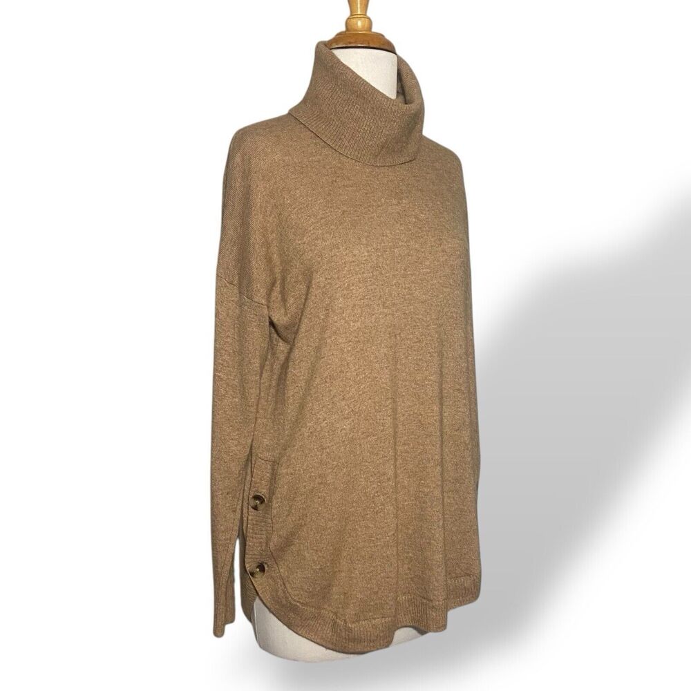 Madewell Women Sweater Size S Beige High Low Shirttail Turtleneck Wool Alpaca